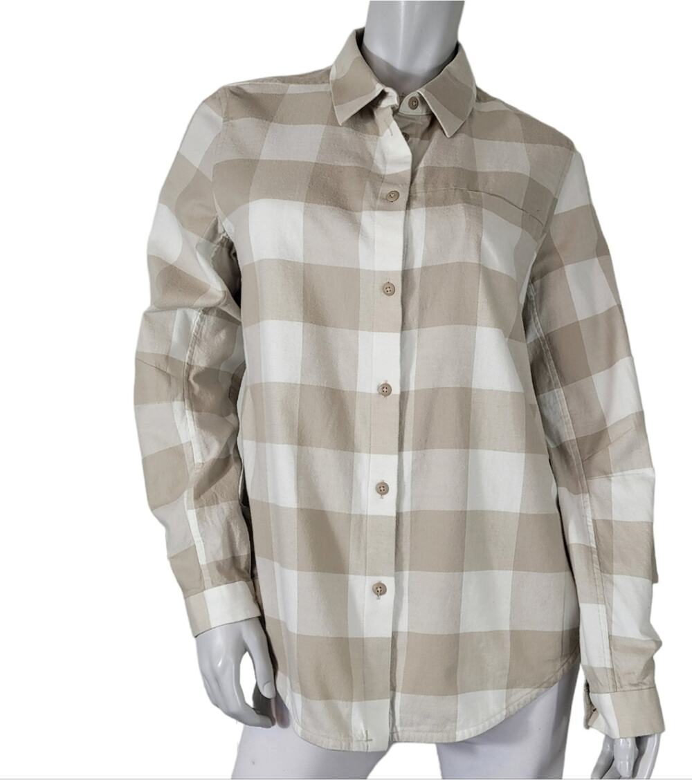 Lululemon Full Day Ahead  - Size 8 -Women's Cotton Flannel Shirt Beige/Cream